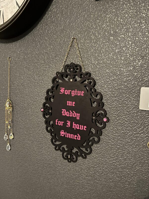 Forgive me Daddy - pink on black